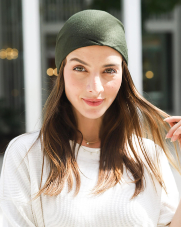 Lizi Headwear OBSHBOOL Olive Shimmer Border Open Back Bandanna with Full Grip myselflingerie.com